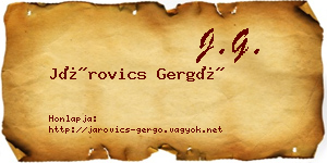 Járovics Gergő névjegykártya